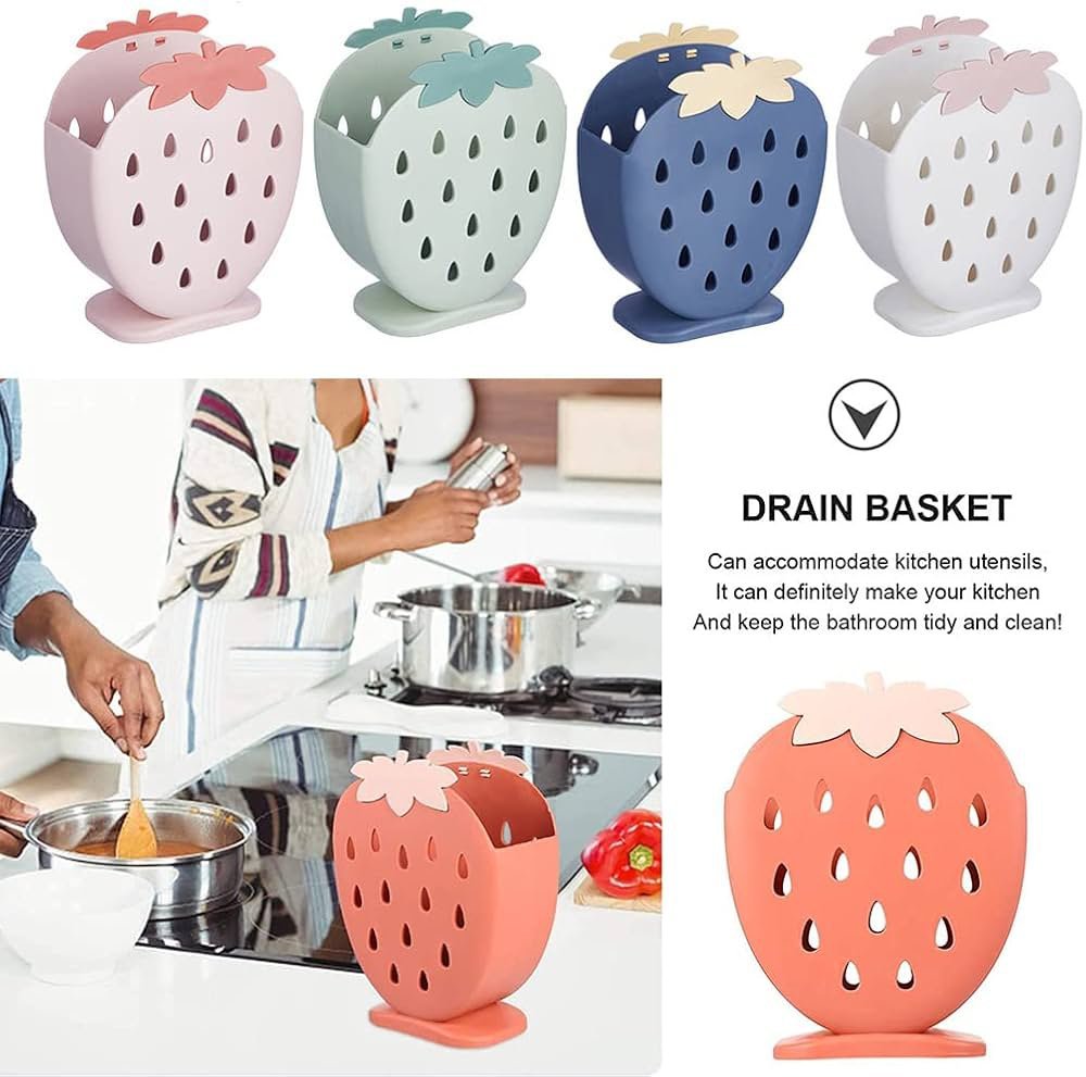 Cute Strawberry Shaped spoons, forks, and chopsticks holder 🍓