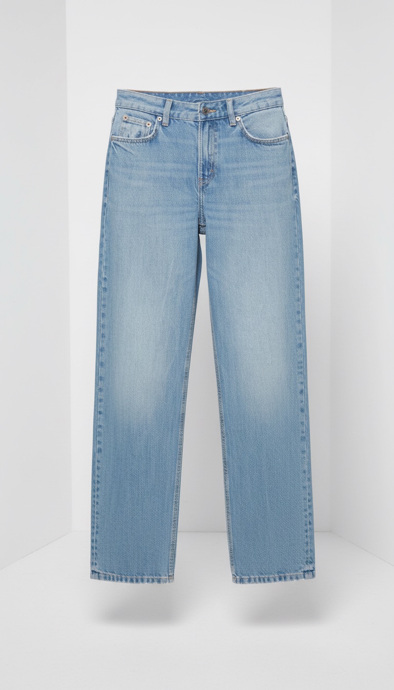 Mid-waist straight-leg jeans