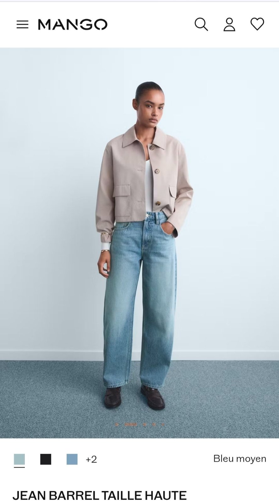 Jean barrel taille haute Mango 