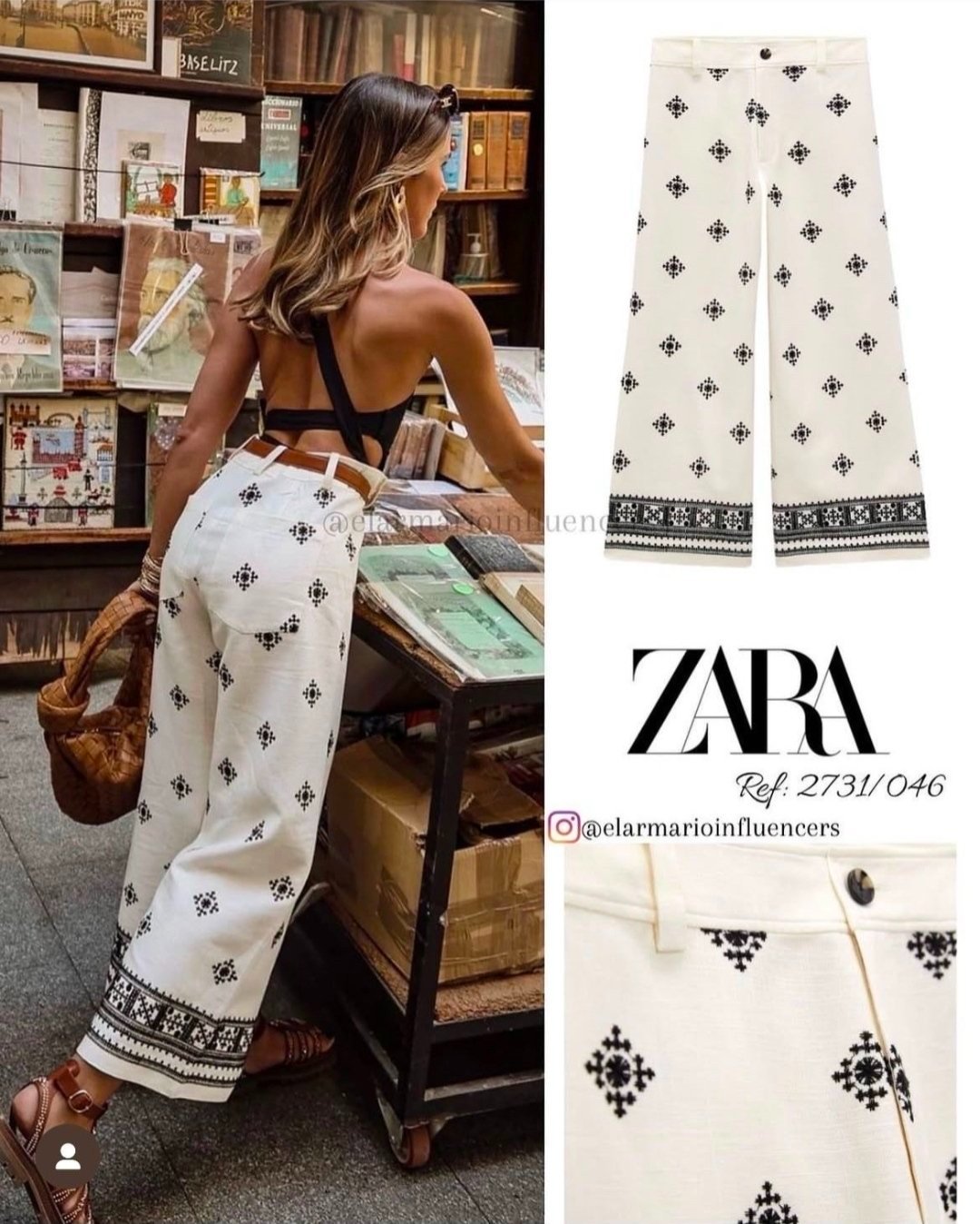 Pantalon Zara à broderies 40/42