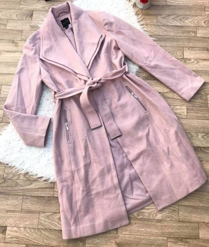Manteau cachemire rose poudré 