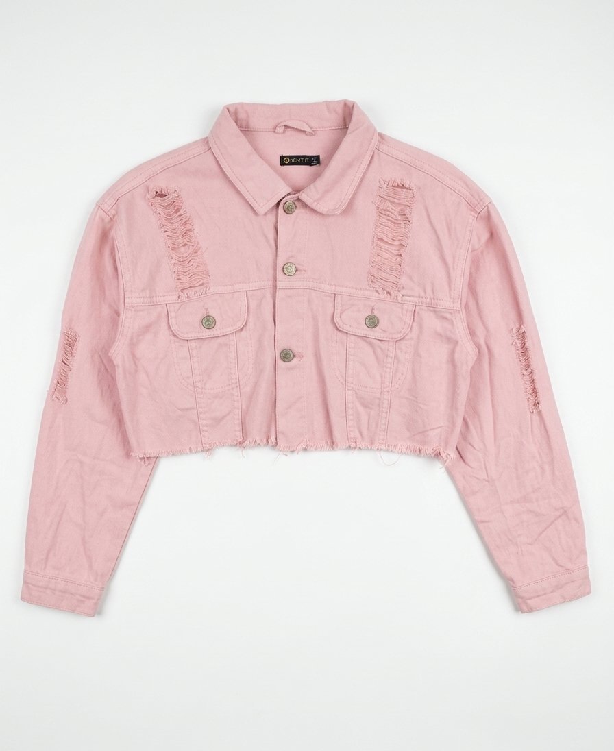 Veste jean femme rose casual taille 38 état excellent 