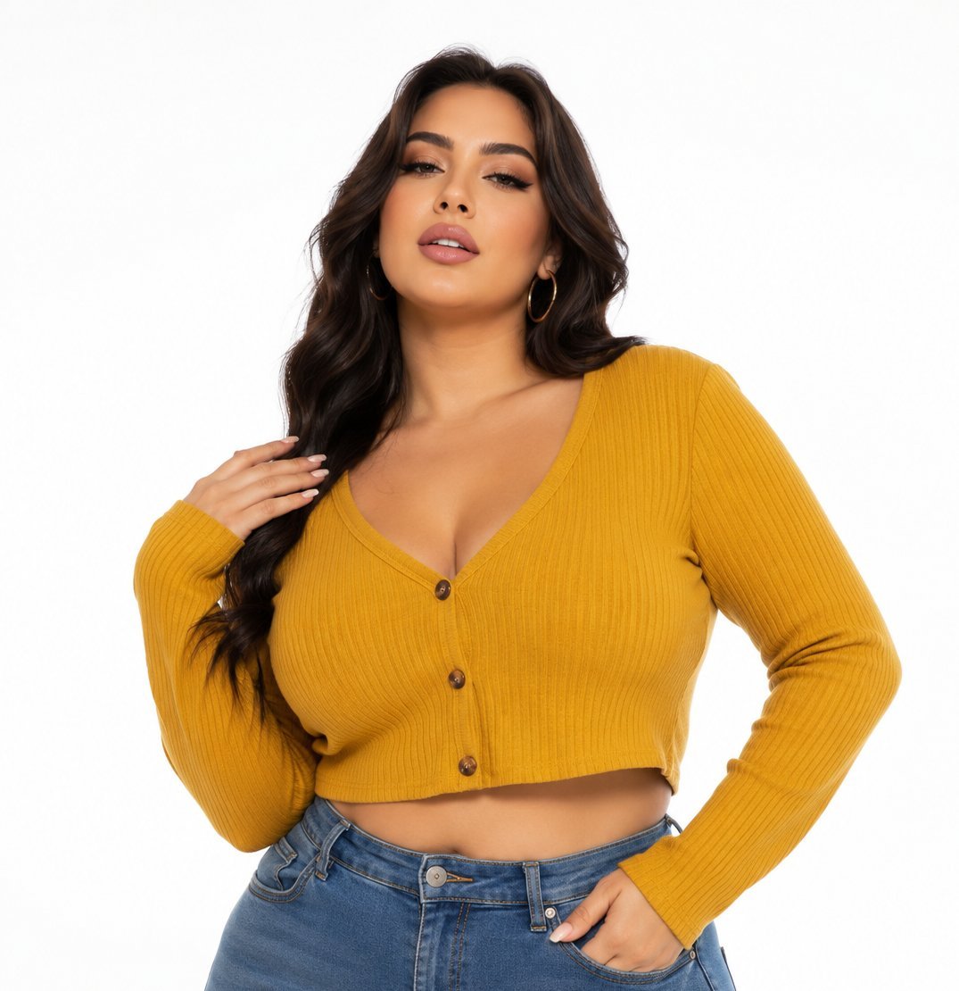 Gilet crop jaune moutarde côtelé SHEIN ✨ taille XL