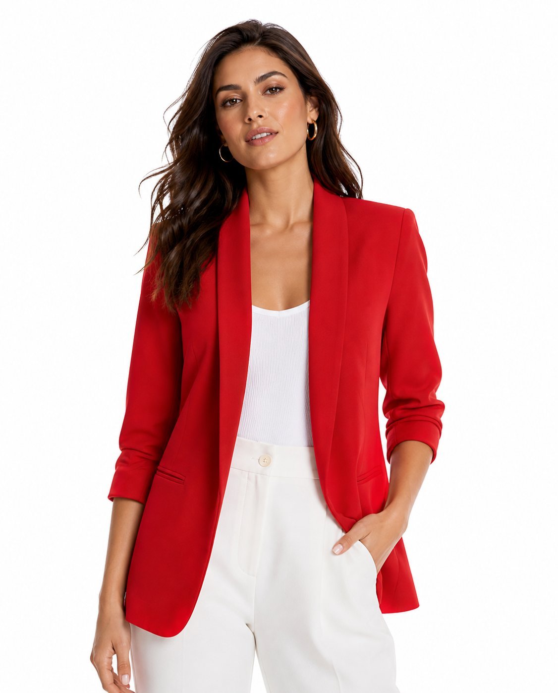 Blazer femme manches courtes rouge taille 34 état neuf style casual 