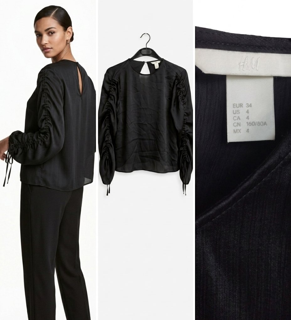 Blouse à manches froncées H&M taille 34 excellent état 