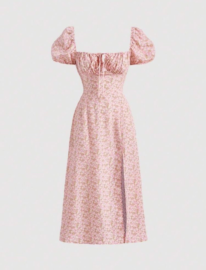 Pink floral summer dress