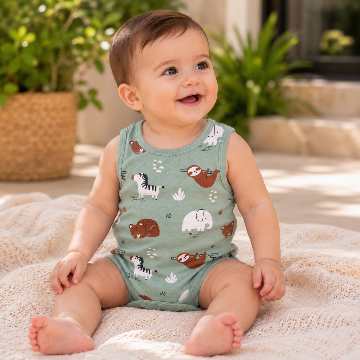 Body bébé Safari vert pastel C&A