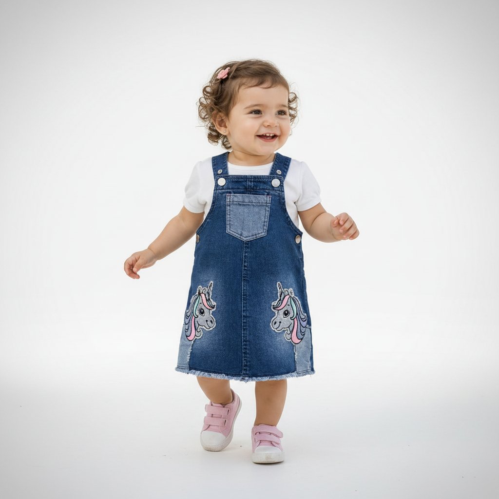 Robe salopette en jean licorne