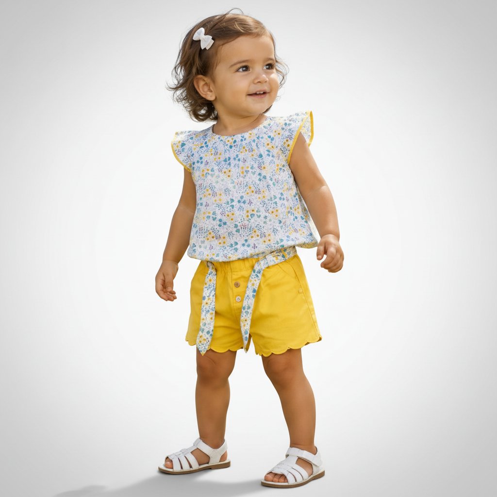 Ensemble fleuri jaune & bleu