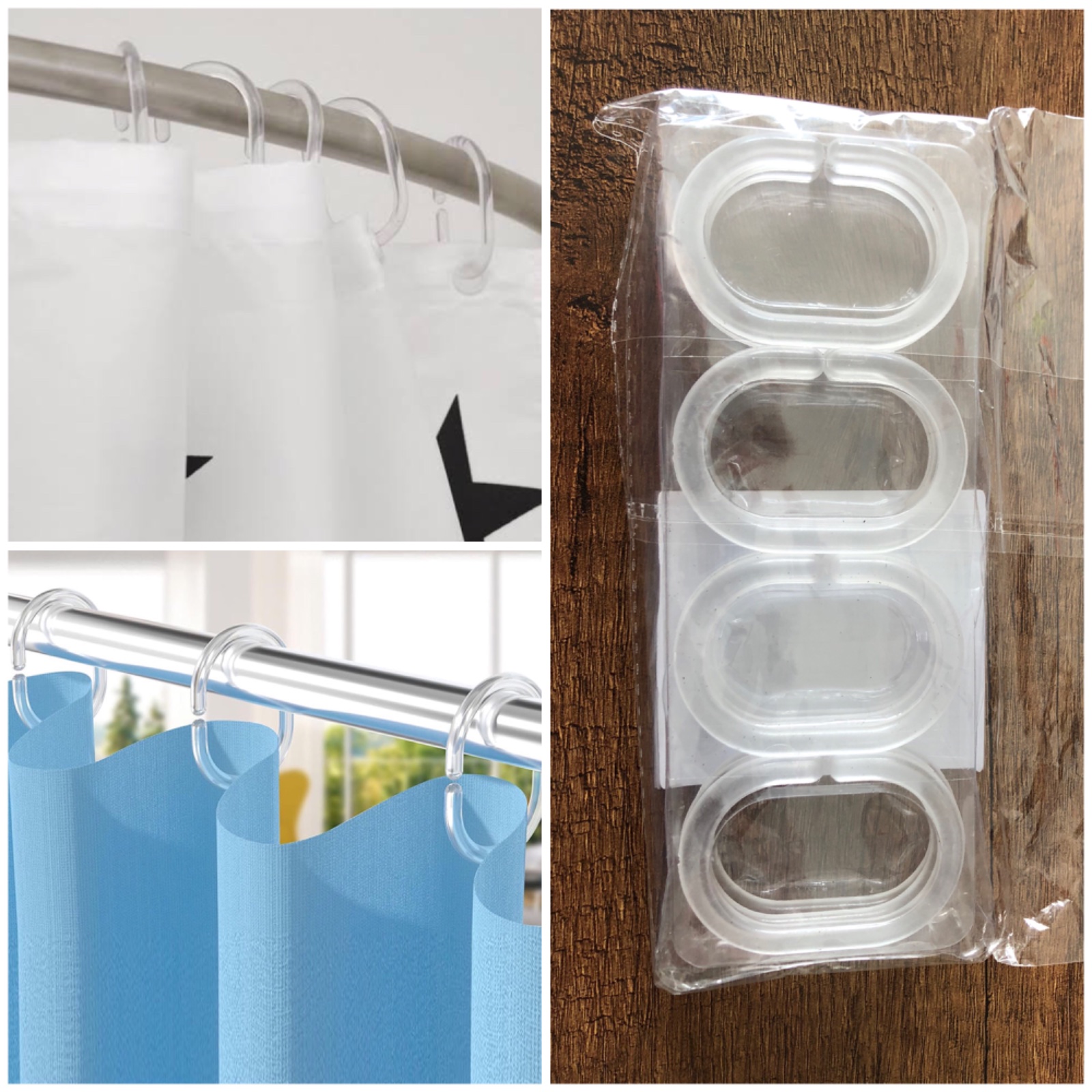 Anneaux de rideau de douche transparents