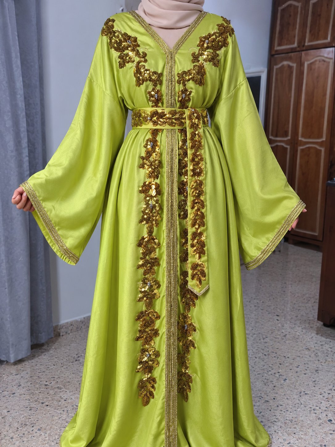 Caftan en vert pistache
