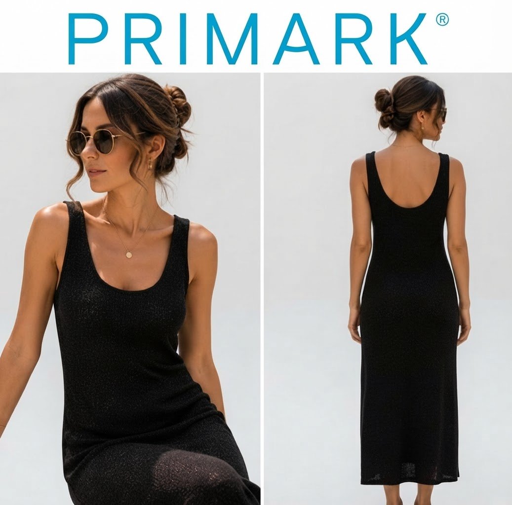 Joliiiiiie robe midi Primark T36 noire en maille 🖤🖤 