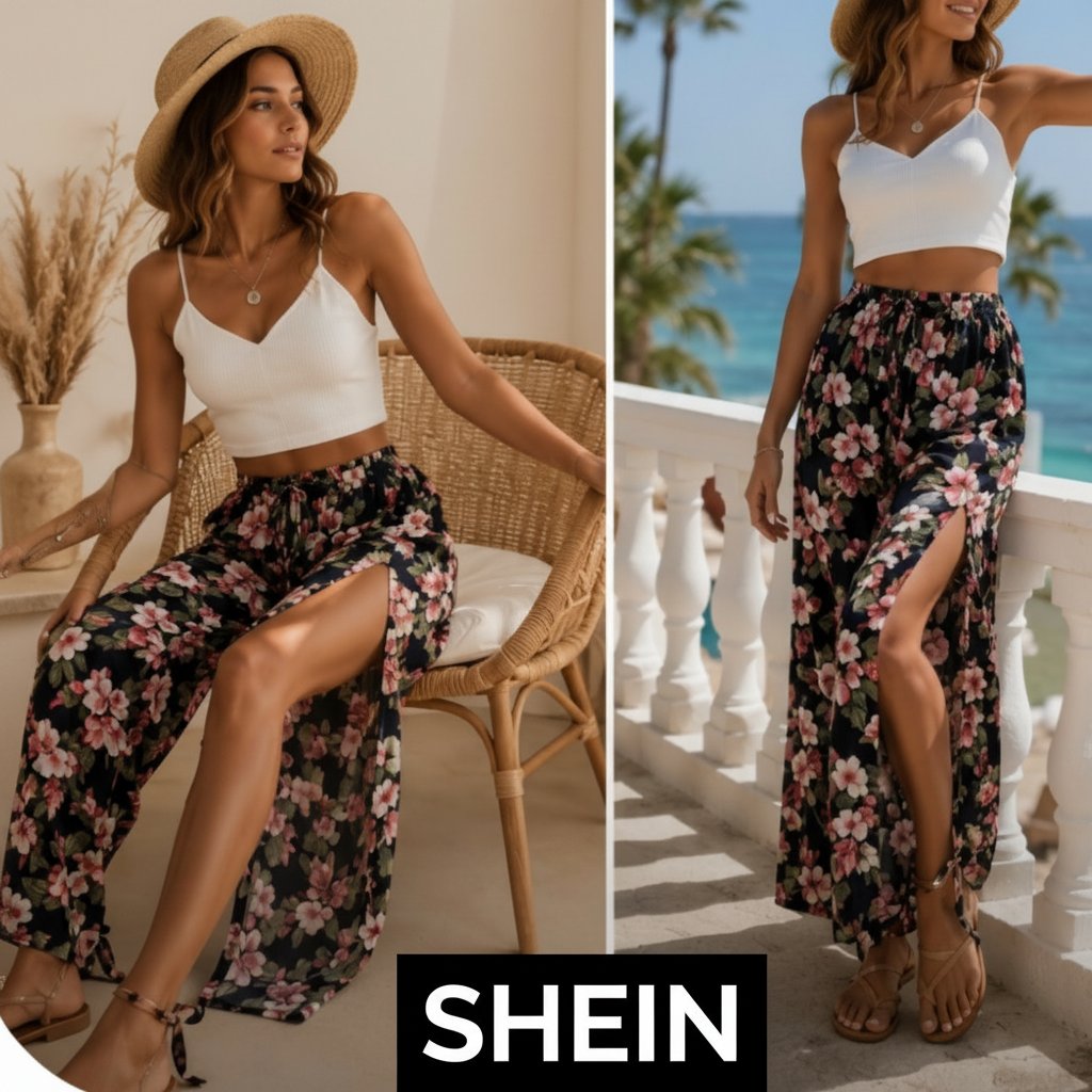 Très joliiiiii pantalon de plage Shein imprimé floral T38 🌸🌺🌸 