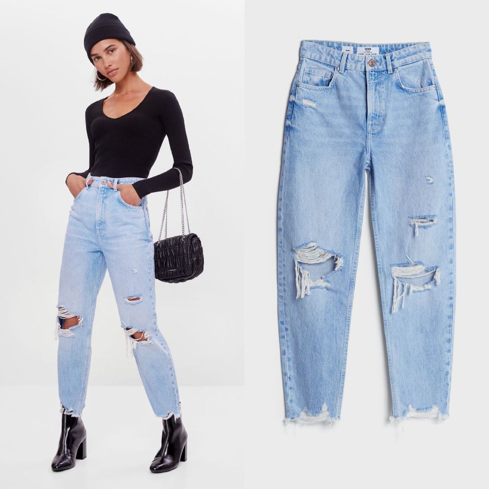 jeans Mom dechiré BERSHKA 