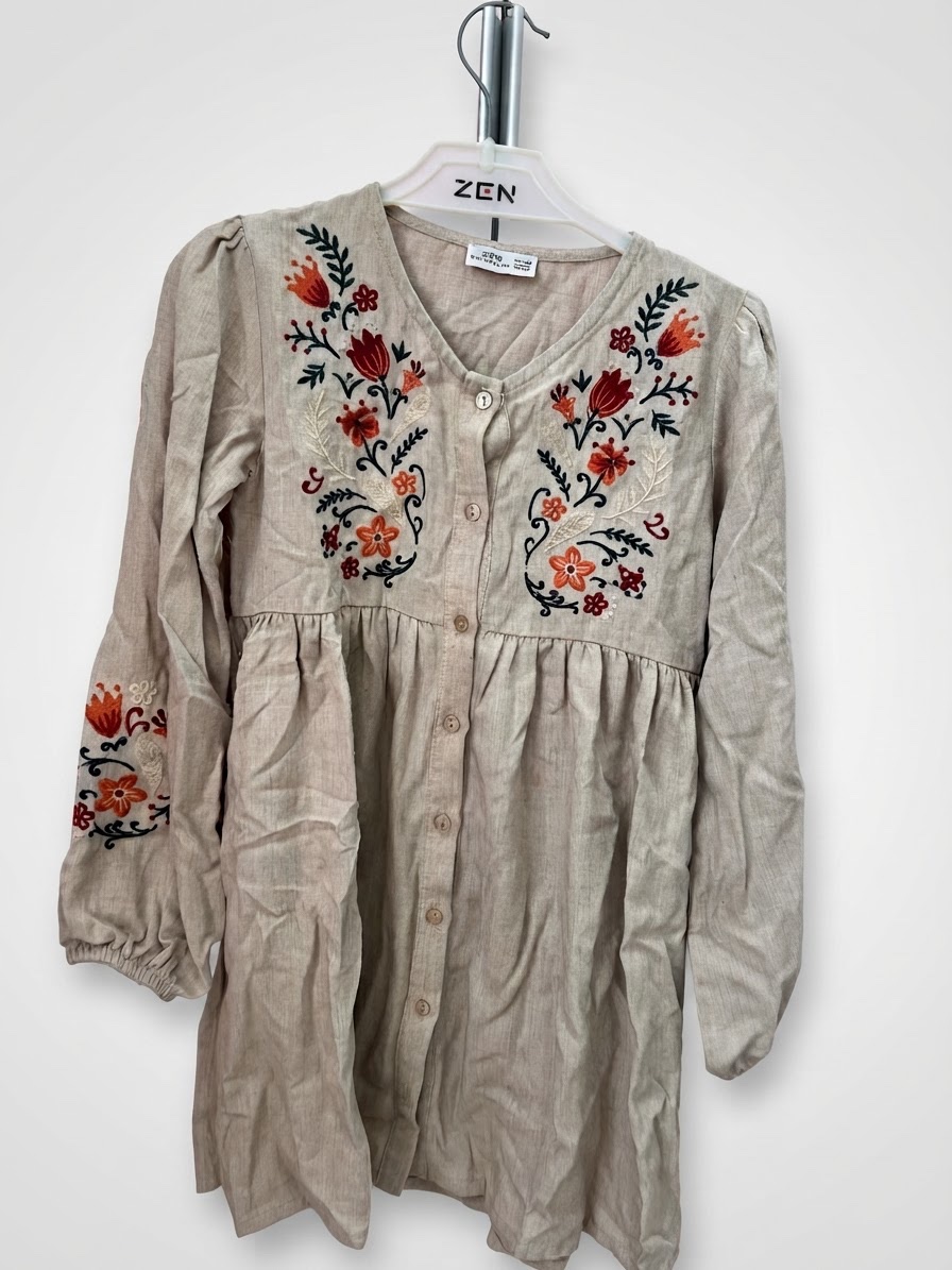 Robe beige brodée ZEN
