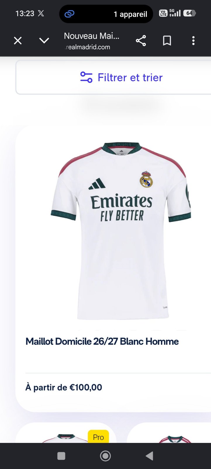 Maillot Real Madrid ⚪️ taille xl 