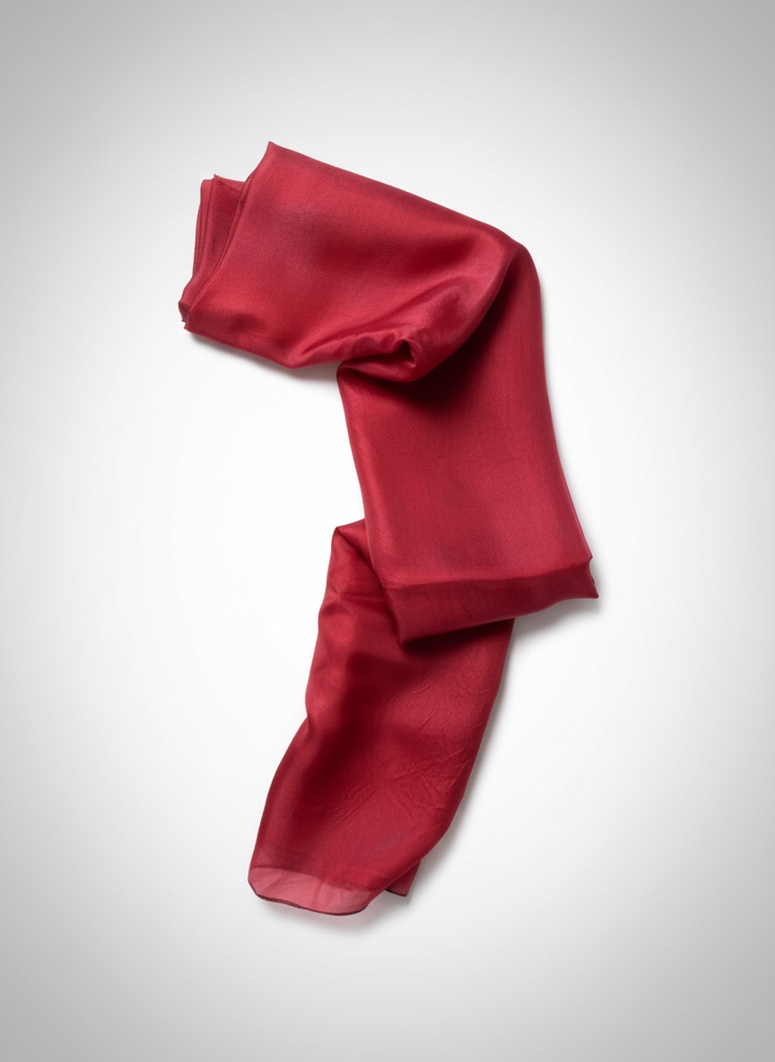 Foulard en soie rectangulaire de couleur rouge vif 