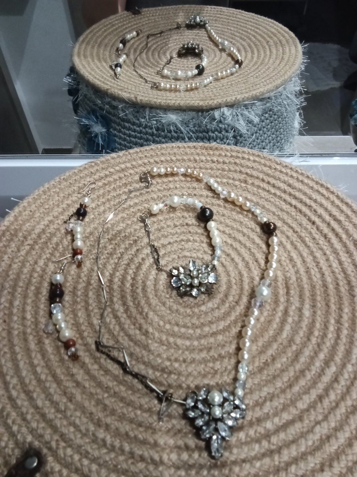 Parure en perle blanc