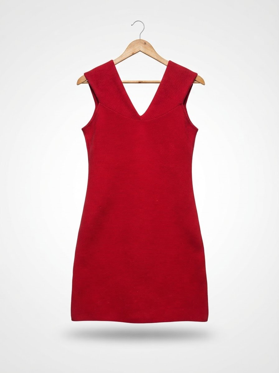 Robe Mango courte rouge élégante avec un décolleté en V plongeant et des bretelles larges, 