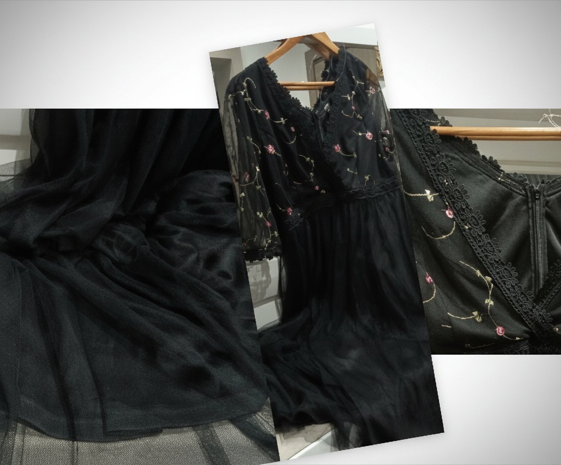 Robe longue  noir dontelle 