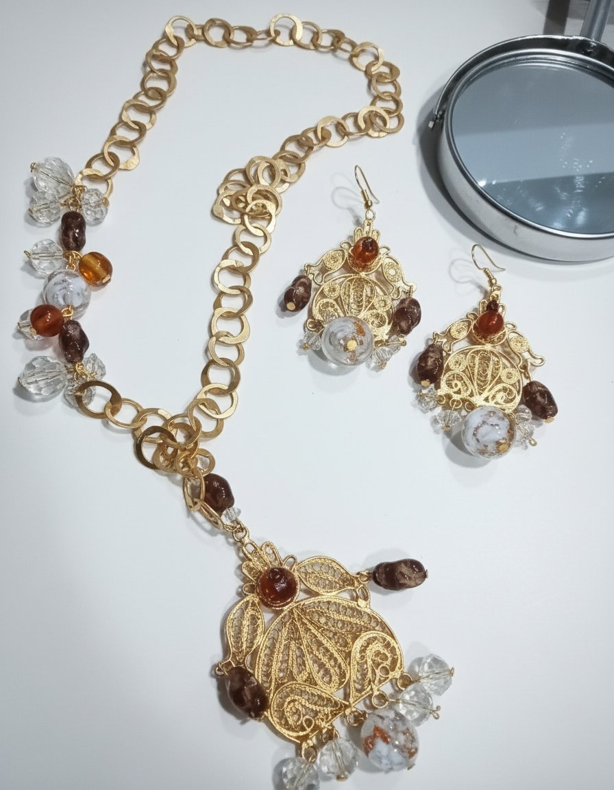 Parure artisanale Handmaide élégante – Collier et boucles d'oreilles ✨