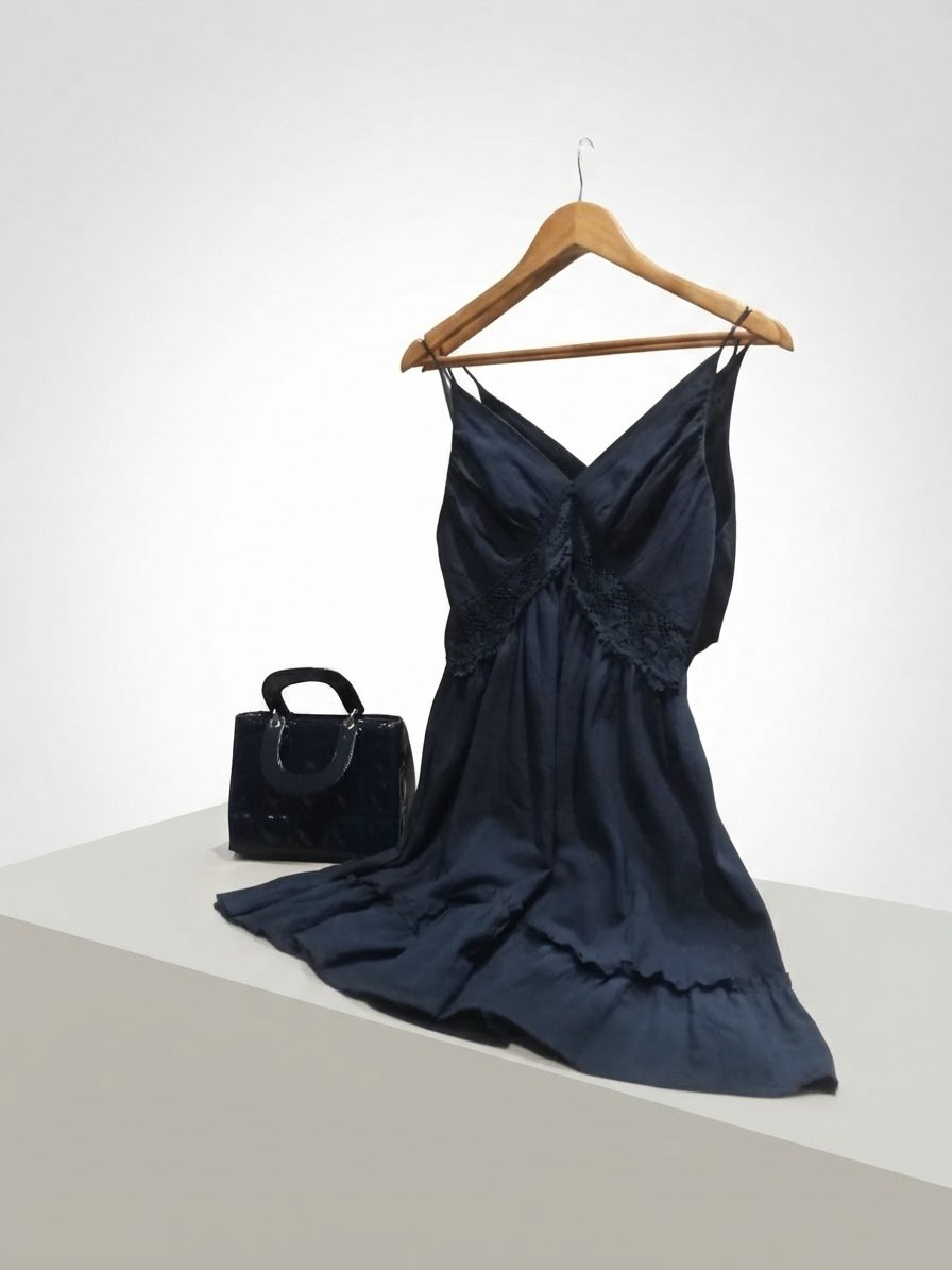 Une robe de jour bleu marine à bretelles sheine.