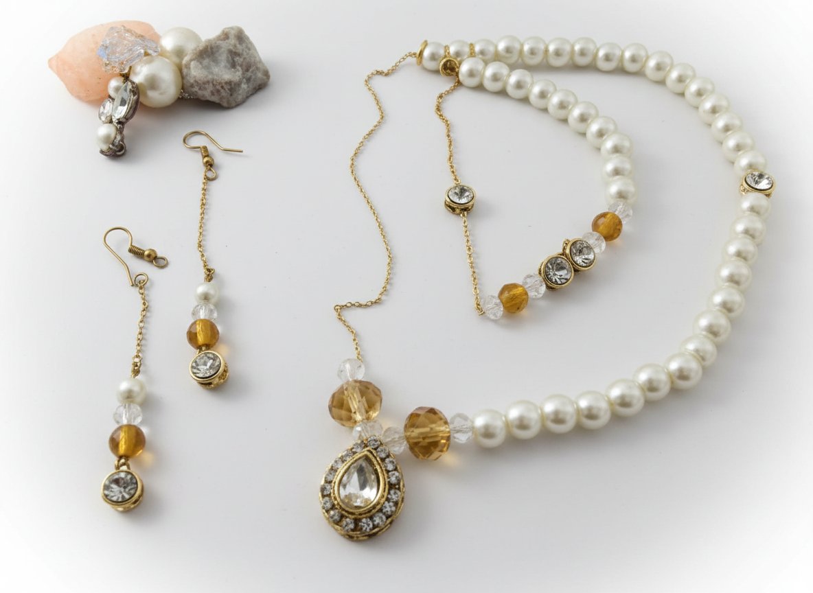 Parure en perle blanc