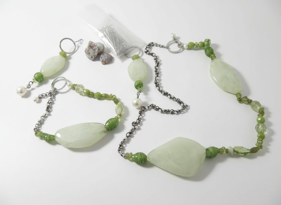 Parure hand maide est une pièce unique ,un ensemble de collier,boucles d'oreilles,bracelet.