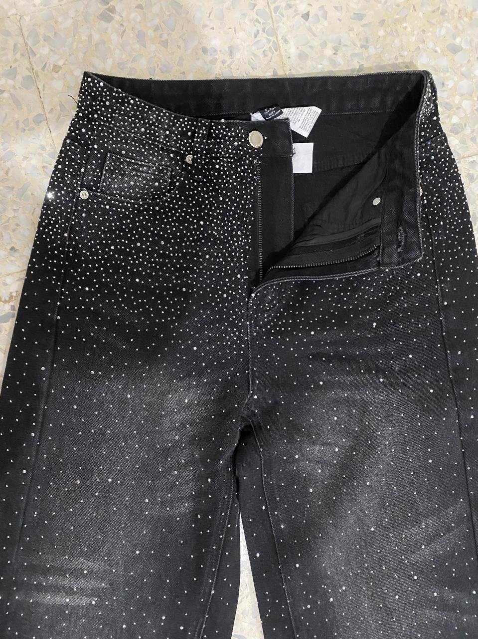 Pantalon jean noir avec strass