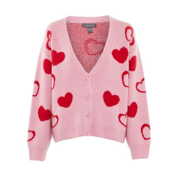 Cardigan rose en coeur rouge ❤️