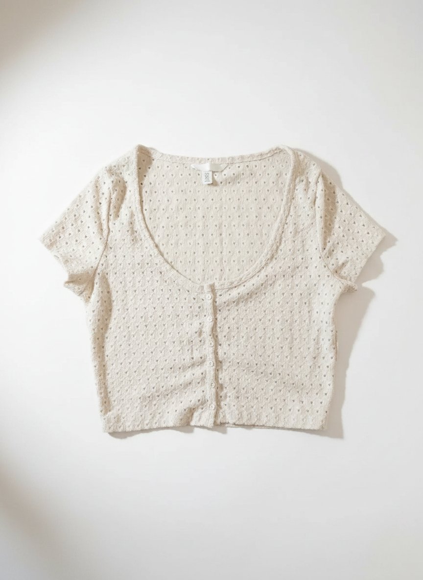 Top court beige en broderie anglaise H&M