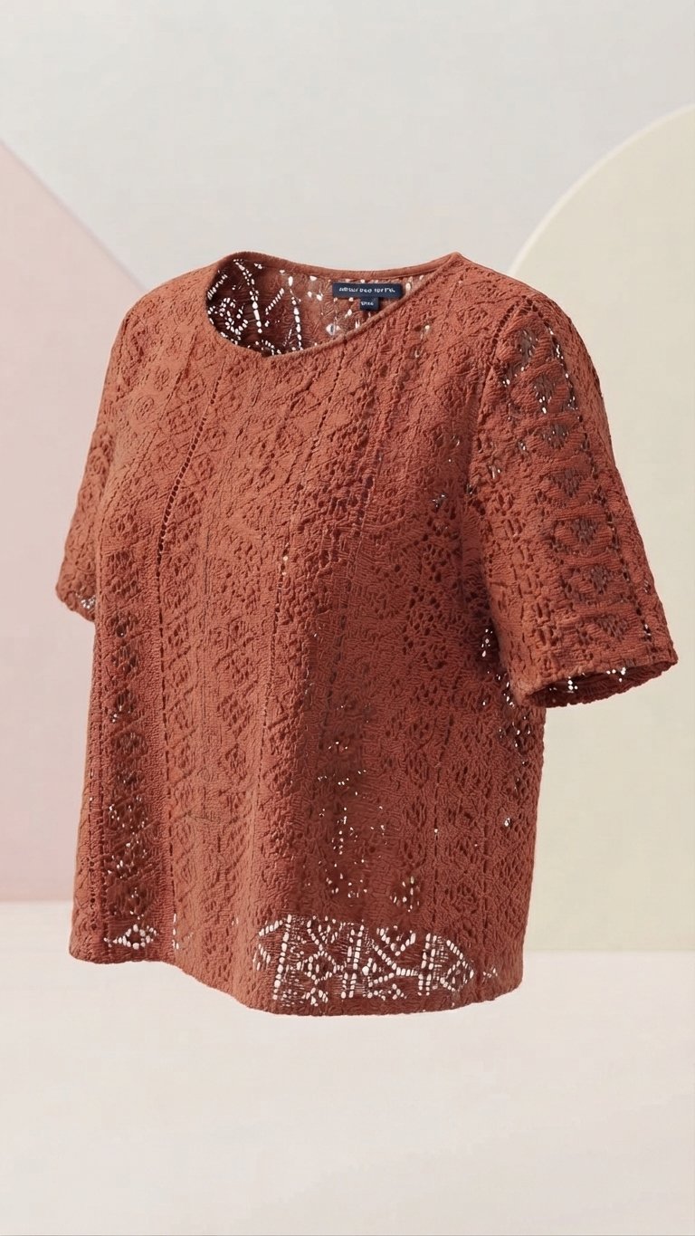 Top court en dentelle terracotta