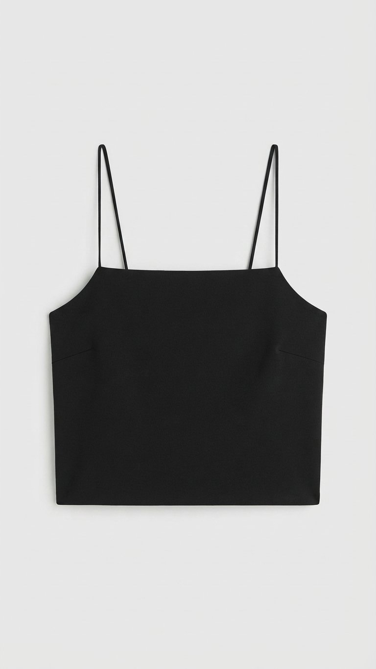 Crop top noir à fines bretelles 