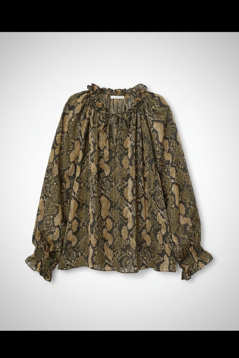 Chemise H&M Vert/motif peau de serpent  تلبس حتى 42