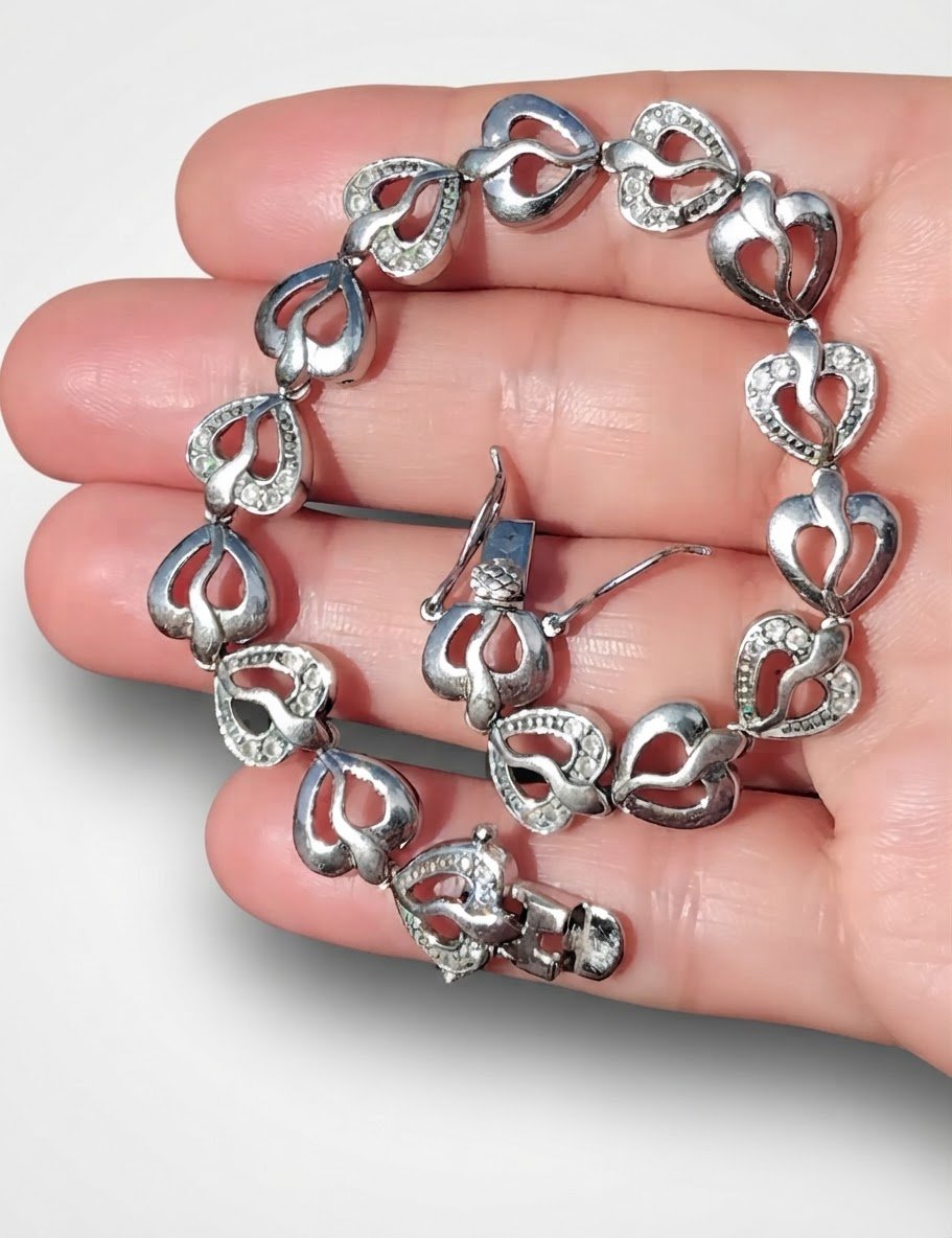 Magnifique Bracelet en Argent 925 - Motif Cœurs 💖