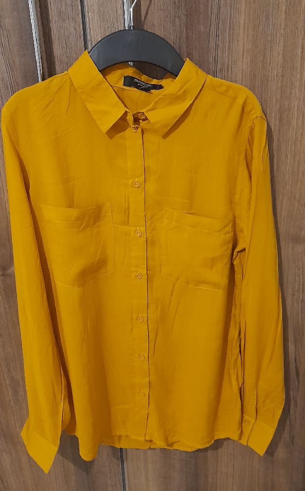 Chemise jennyfer fluide 😊100%viscose 😊jaune moutarde 😊neuf sans étiquette ✨️ 