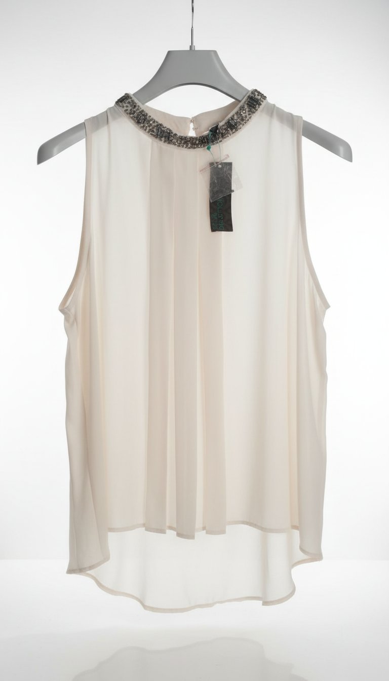 Benetton 🦋col bijoux 🦋neuf avec étiquette 💕beige crème 💕يلبس حتى 42