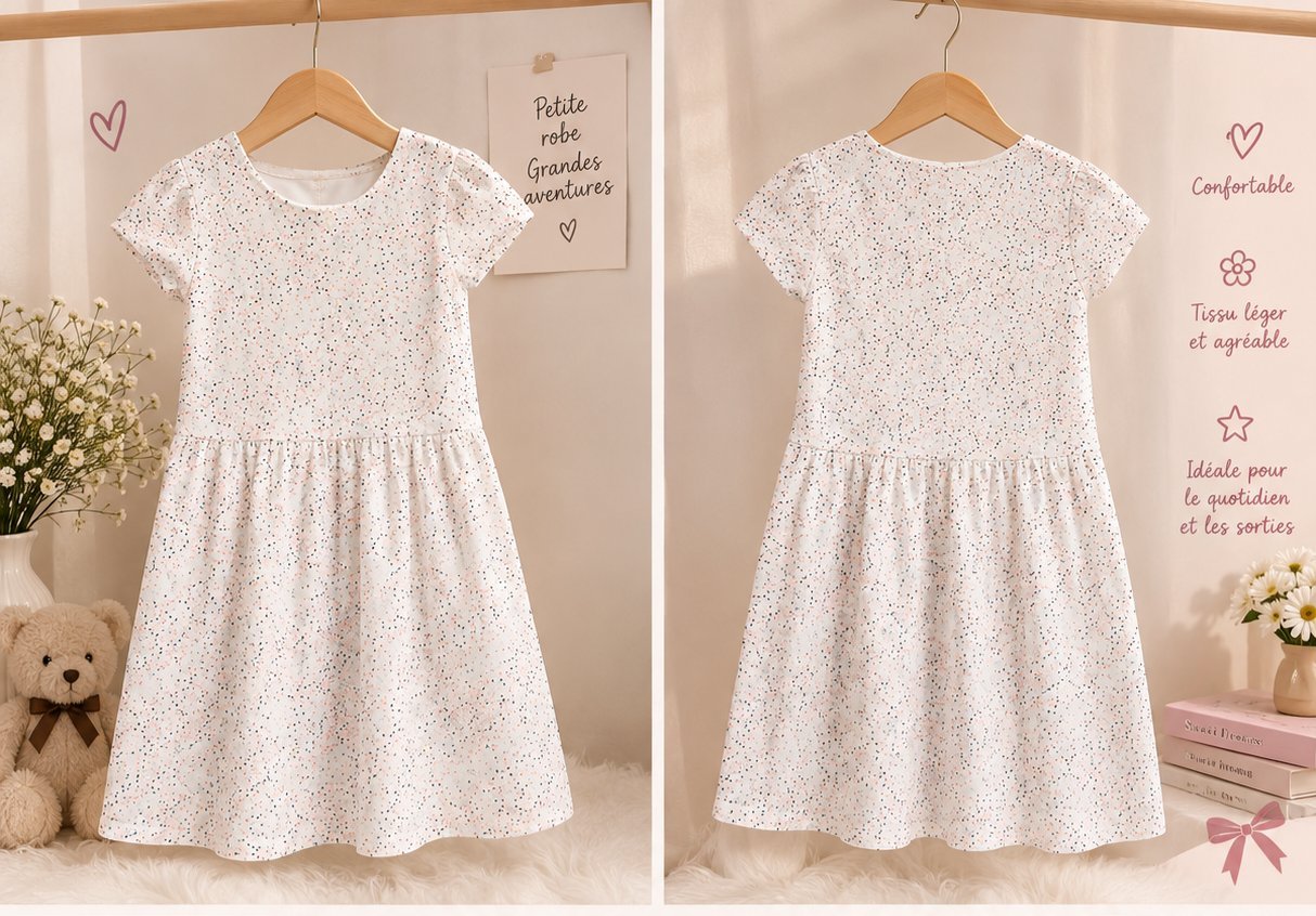 Robe blanche à motifs / 126-131 cm