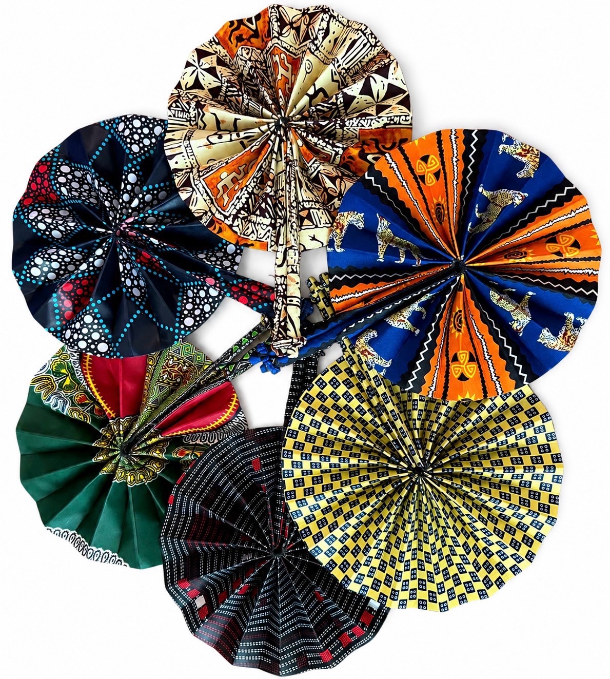Éventails colorés en tissu wax 🪭