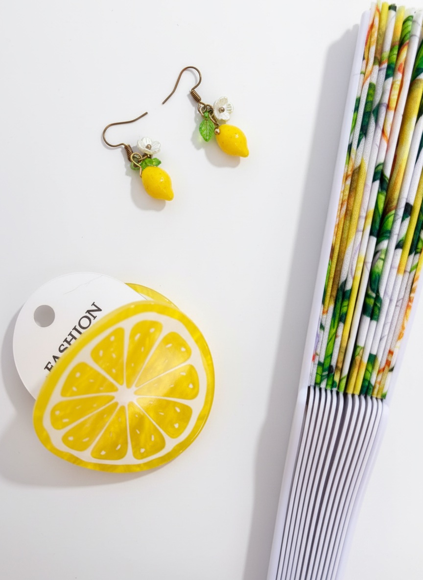 Pack citron🍋éventail🍋pince🍋boucle