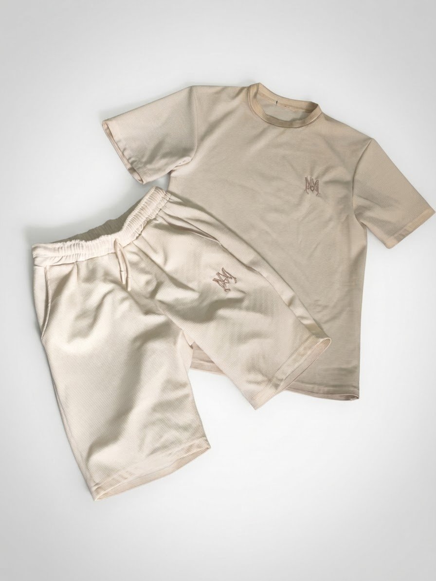 Ensemble homme beige T-shirt et short