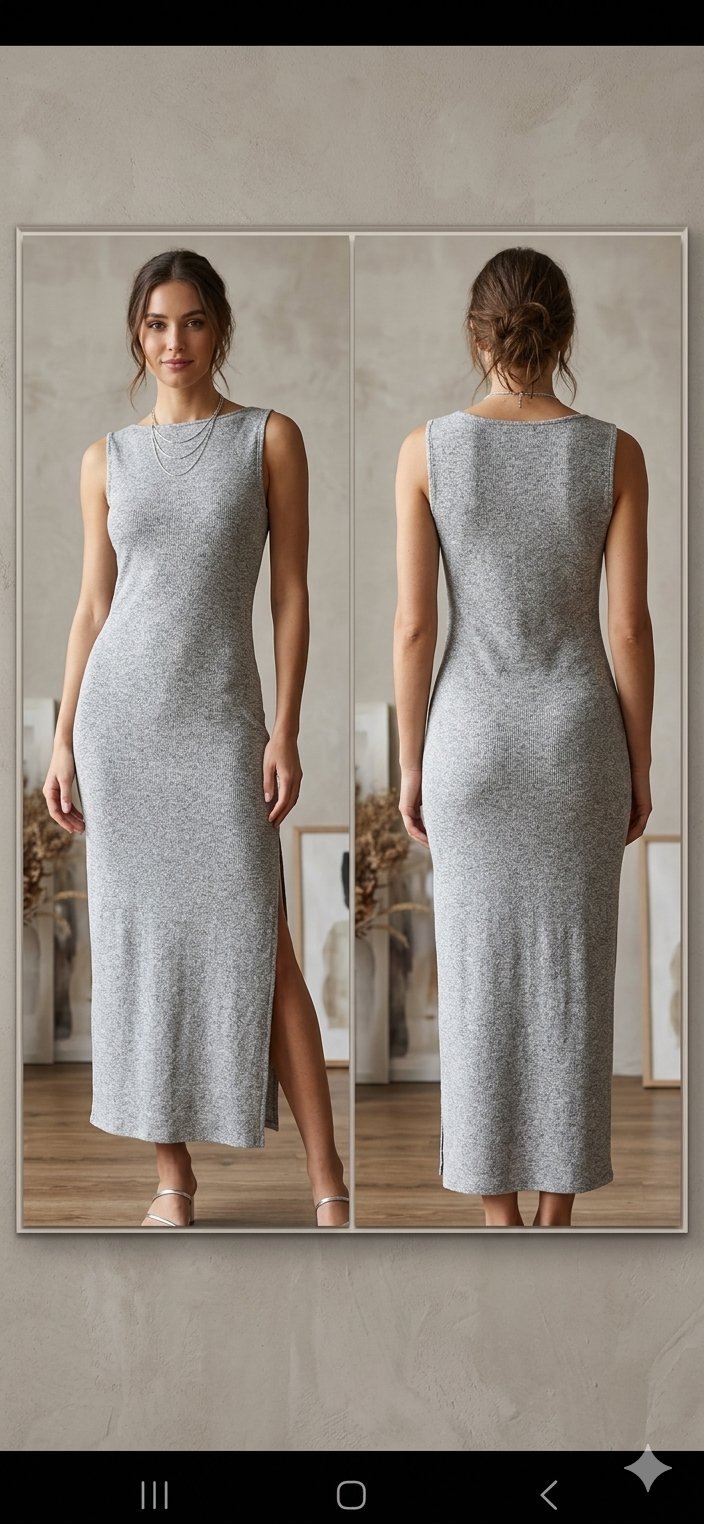  Robe longue fendue sur le côté, sans manches, 