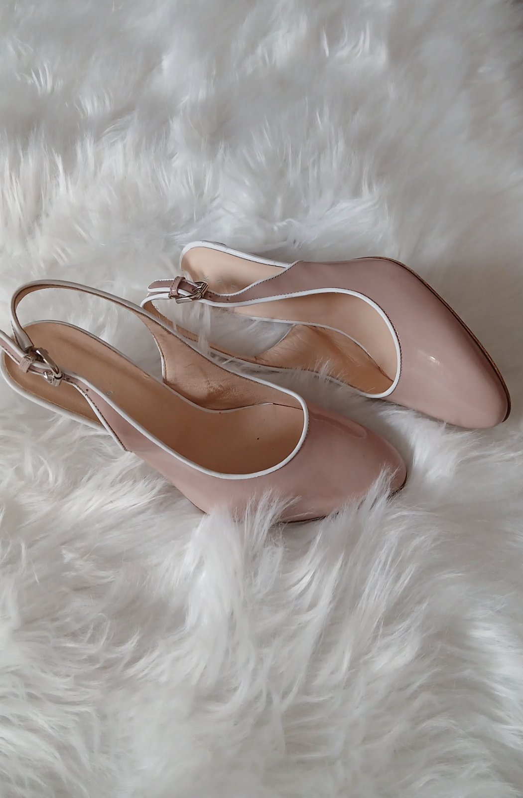 Escarpins rose nude demi talon chic et merte7,jdid w ndhif 3al le5er