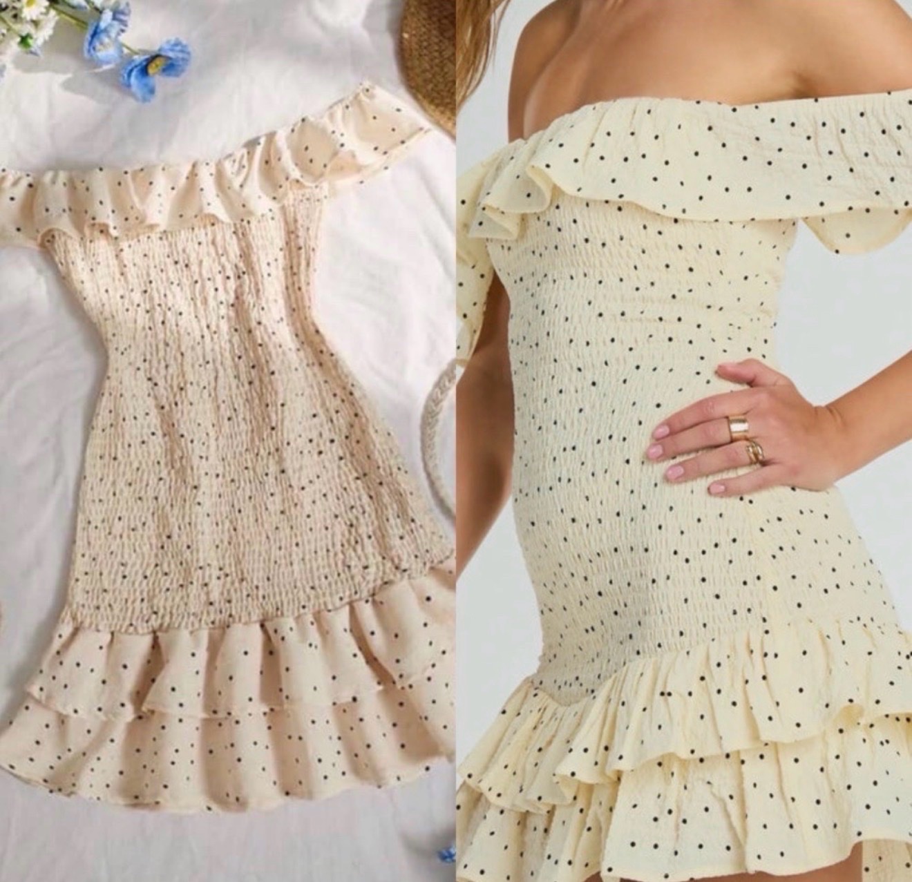 Robe pointée beige 