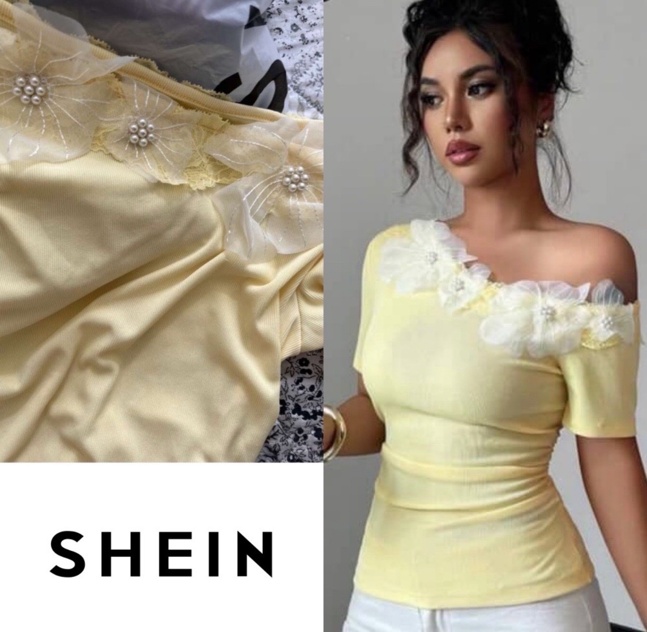 T-shirt shein jaune 