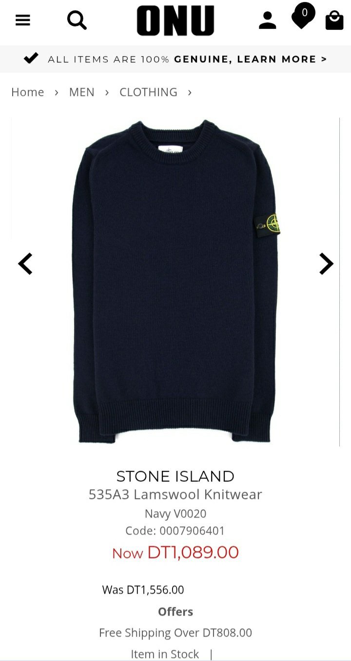 Stone Island 535A3 Lamswool Knitwear Navy V0020
