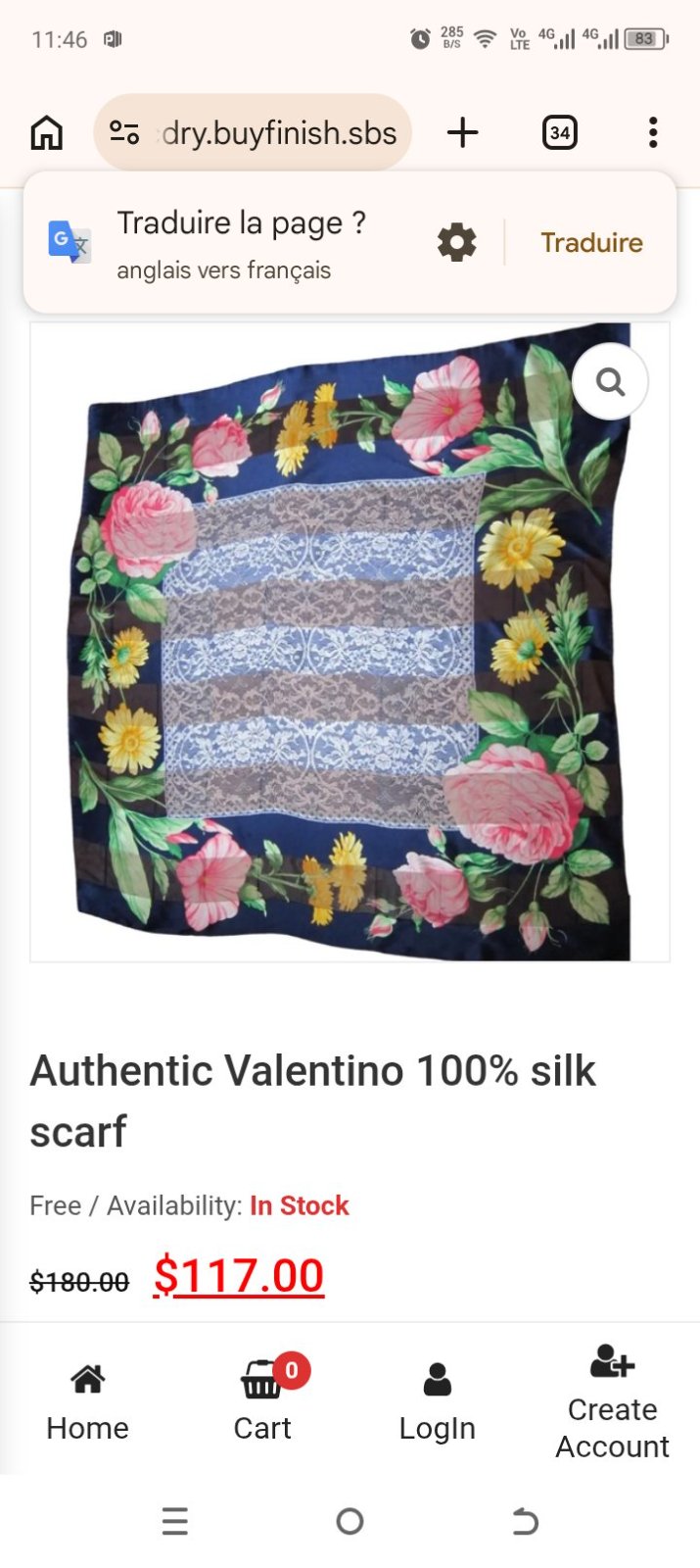 Valentino soie authentique promo