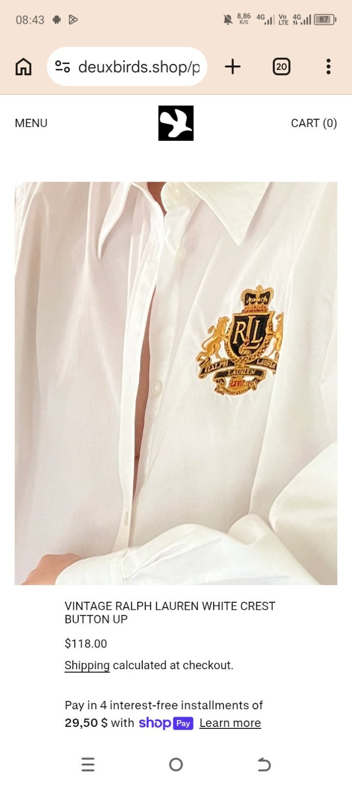 Chemise ralph lauren a logo 100% coton