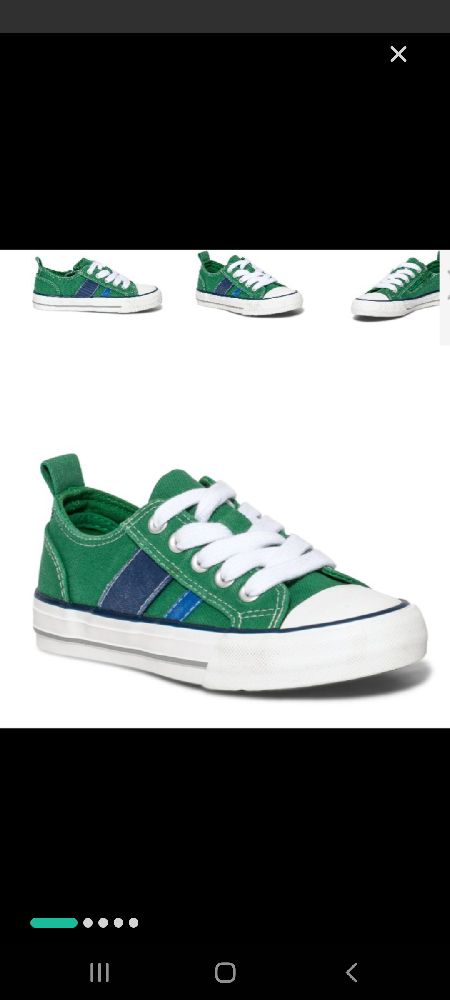 Tennis verte en toile vert et bleu