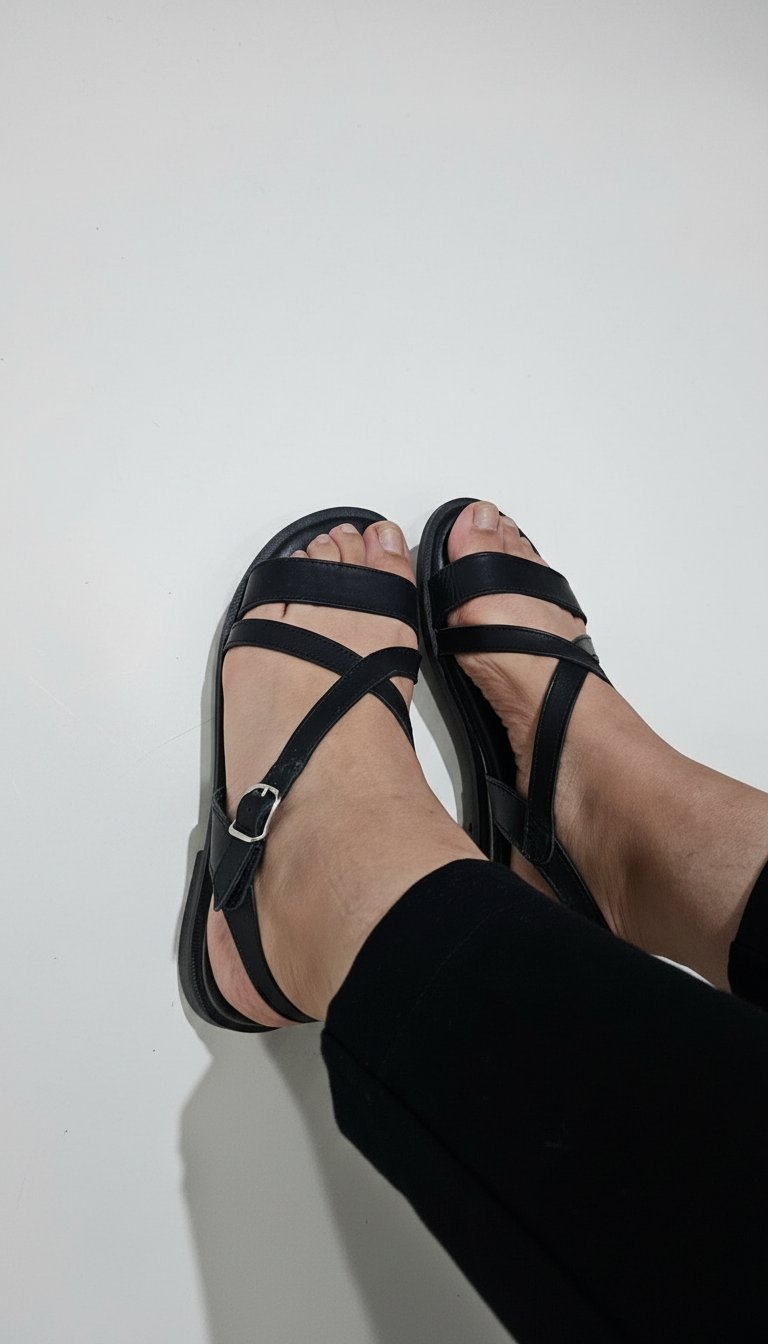 Sandale plat noir pour femme
